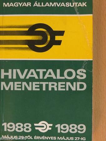 Hivatalos menetrend 1988-1989