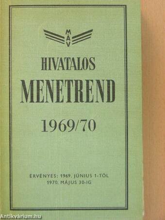 Hivatalos menetrend 1969/70