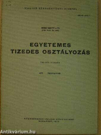 Egyetemes tizedes osztályozás 677.