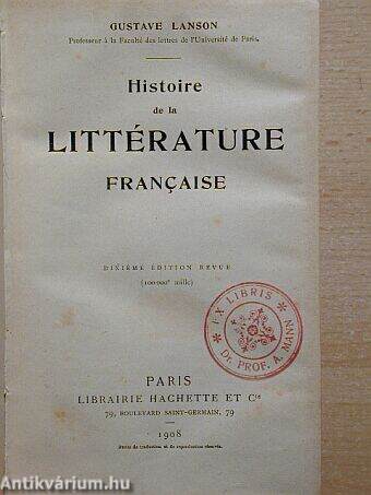 Histoire de la littérature francaise