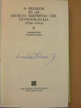 A Helikon és az Erdélyi Szépmíves Céh levelesládája II. (töredék)