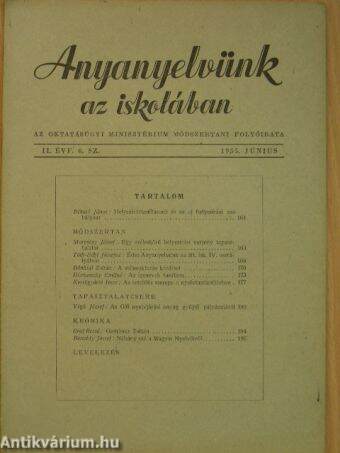 Anyanyelvünk az iskolában 1955. június