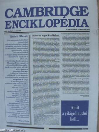 Cambridge enciklopédia A-Zs. 1992. április 2-1992. december 3./Cambridge Enciklopédia függelék 1992. december 10., 17.