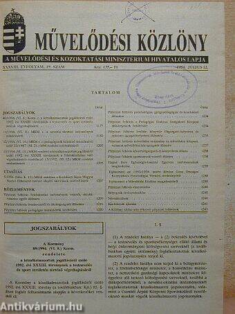 Művelődési Közlöny 1994. I-II.