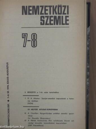 Nemzetközi szemle 1974. július-december (fél évfolyam)