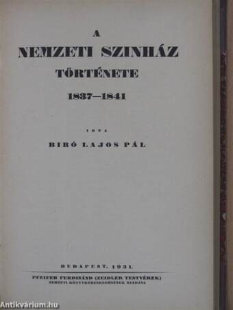 A Nemzeti Szinház története 1837-1841