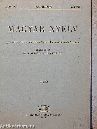 Magyar Nyelv 1971/1-4.