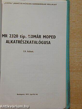 MR 2320 típ. Komár Moped alkatrészkatalógusa I/6.