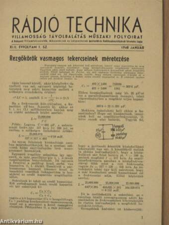 Rádió Technika 1948. január-augusztus/Rádió és Filmtechnika 1948. szeptember-december