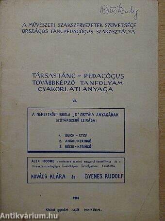 Társastánc-pedagógus továbbképző tanfolyam gyakorlati anyaga VII.