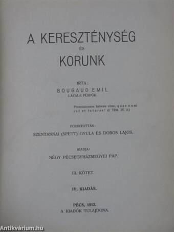 A kereszténység és korunk III. (töredék)