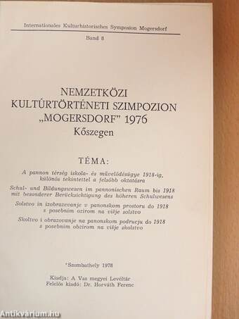 Nemzetközi kultúrtörténeti szimpozion "Mogersdorf" 1976 Kőszegen