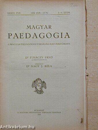 Magyar Paedagogia 1924. január-június (fél évfolyam)