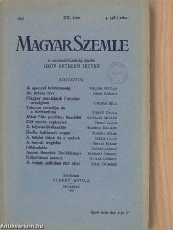 Magyar Szemle 1931. augusztus