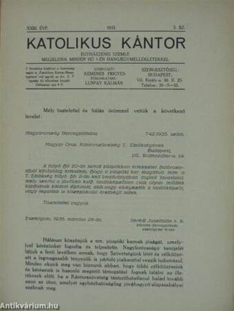 Katolikus Kántor 1935. május