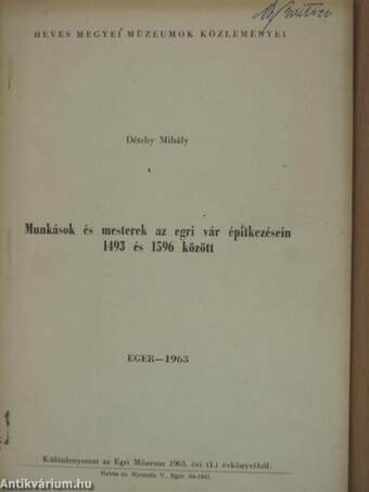 Munkások és mesterek az egri vár építkezésein 1493 és 1596 között