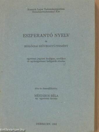 Eszperantó nyelv és biológiai szöveggyűjtemény