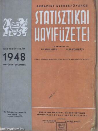 Budapest Székesfőváros statisztikai havifüzetei 1948. október-december