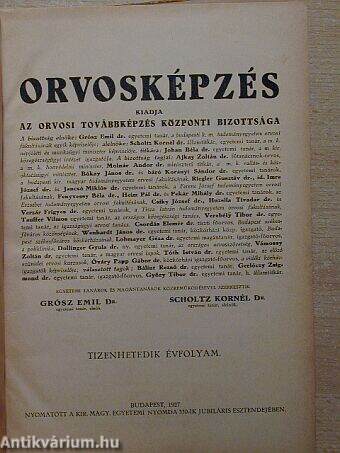 Orvosképzés 1927.