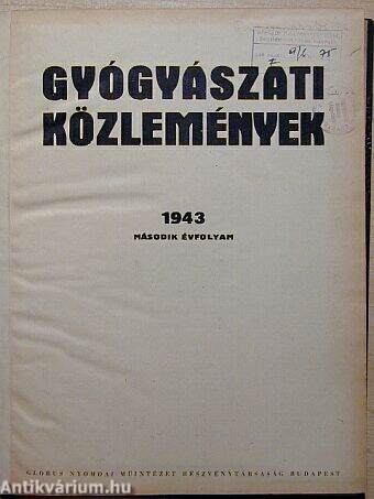 Gyógyászati közlemények 1943. 1-26. szám