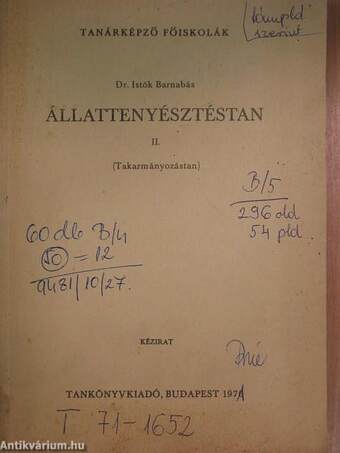 Állattenyésztéstan II.