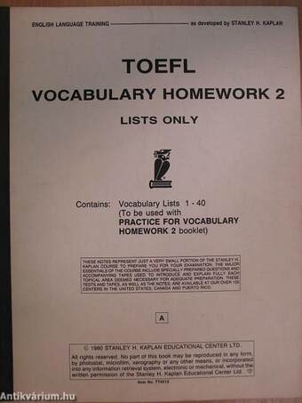 TOEFL Vocabulary Homework 2