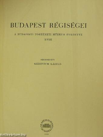 Budapest régiségei XVIII.