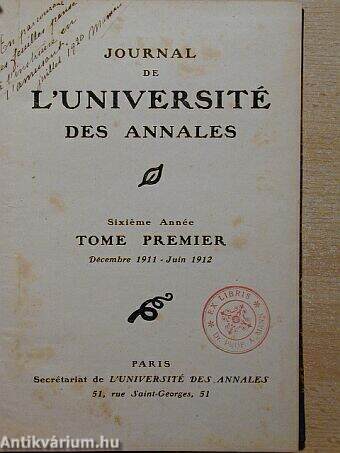 Journal de L'Université des annales (töredék)