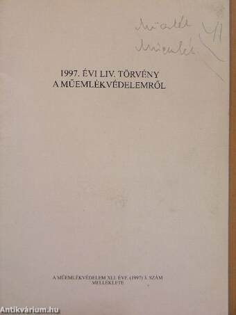 1997. évi LIV. törvény a műemlékvédelemről