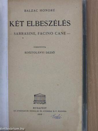 Két elbeszélés - Sarrasine, Facino Cane