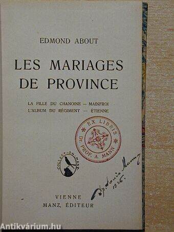 Les Mariages de Province