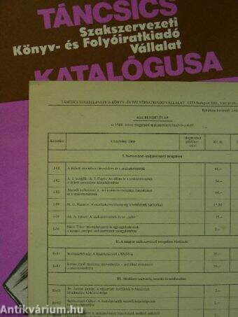 Táncsics Szakszervezeti Könyv- és Folyóiratkiadó Vállalat katalógusa 1980