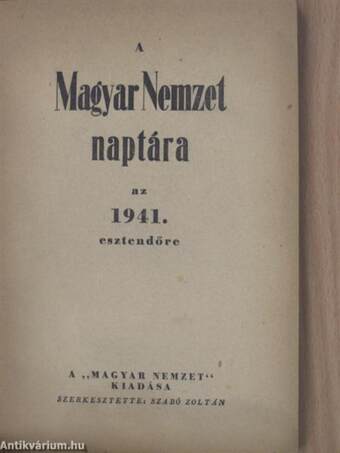 A Magyar Nemzet Naptára az 1941. esztendőre