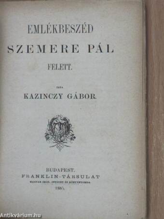 Emlékbeszéd Szemere Pál felett