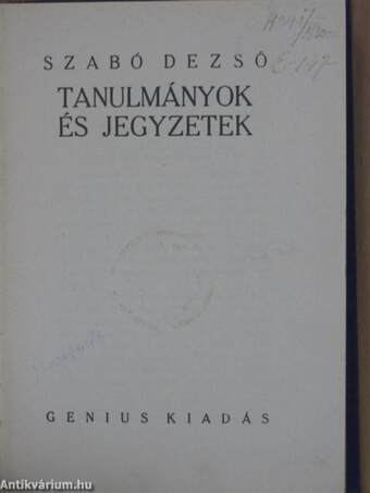 Tanulmányok és jegyzetek