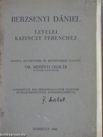 Berzsenyi Dániel levelei Kazinczy Ferenchez