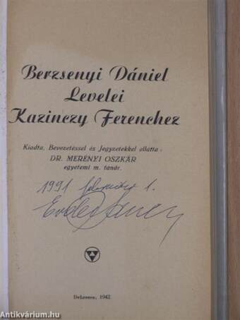 Berzsenyi Dániel levelei Kazinczy Ferenchez