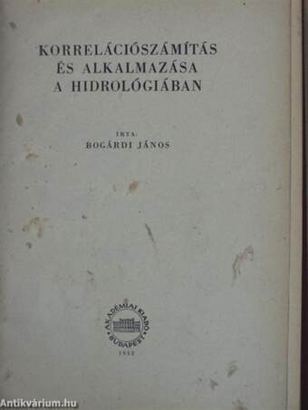 Korrelációszámítás és alkalmazása a hidrológiában