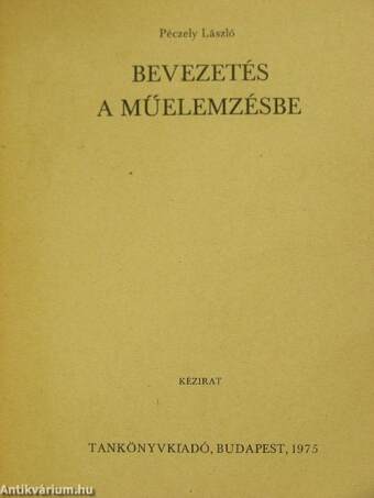 Bevezetés a műelemzésbe