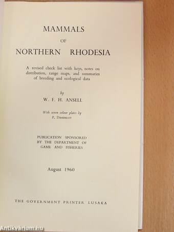 Mammals of Northern Rhodesia