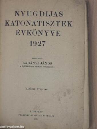 Nyugdijas katonatisztek évkönyve 1927