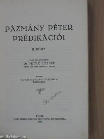 Pázmány Péter prédikációi II. (töredék)