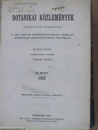 Botanikai közlemények 1912-1913/1-6.