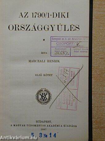 Az 1790/1-diki országgyűlés I. (töredék)