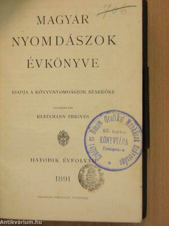 Magyar Nyomdászok Évkönyve 1891.