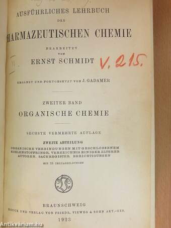 Ausführliches lehrbuch der Pharmazeutischen Chemie II. (töredék)