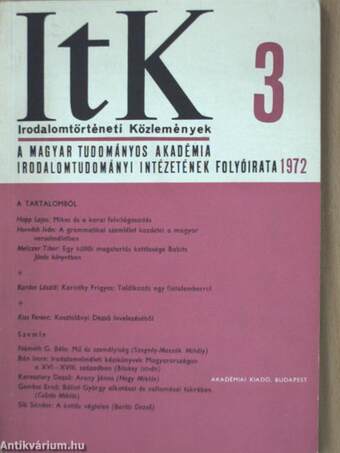 Irodalomtörténeti Közlemények 1972/3.
