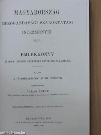 Magyarország mezőgazdasági szakoktatási intézményei 1896