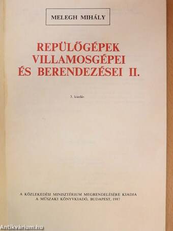 Repülőgépek villamosgépei és berendezései II.