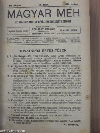 Magyar Méh 1920. (nem teljes évfolyam)/1921-1923. január-december